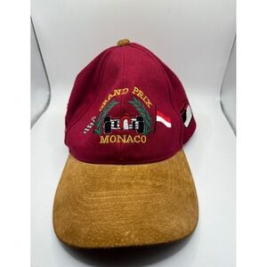 Monaco Grand Prix Formula 1 Racing Embroidered Baseball Cap Burgundy Suede